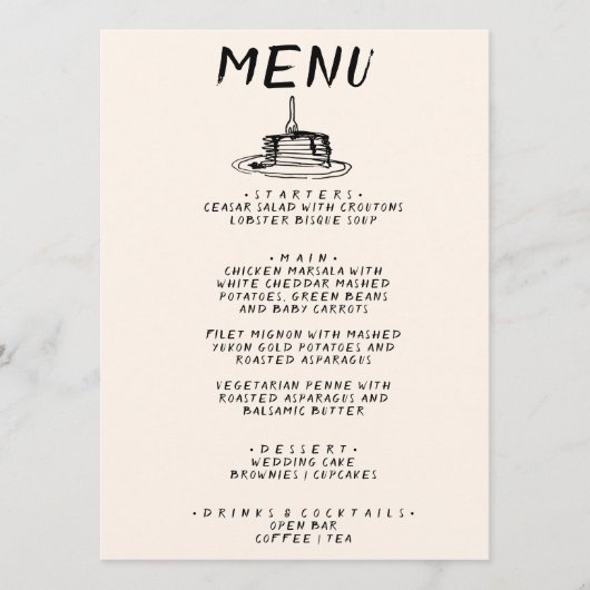 Retro Hand geschreven getrokken taart eigenzinnig Menu (Voorkant)