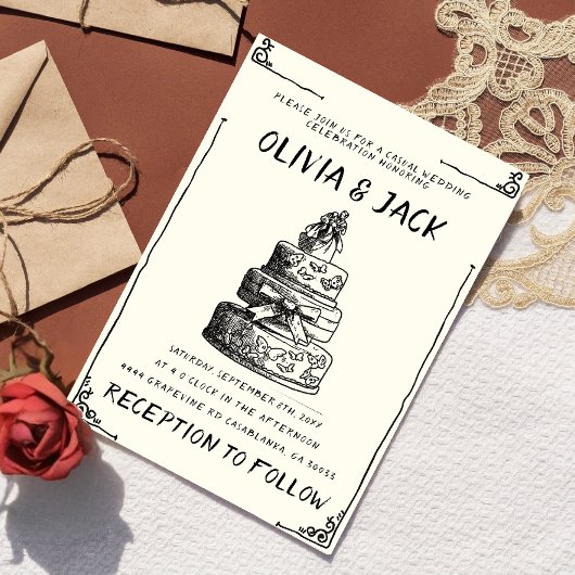 Retro Hand Geschreven Getrokken Taart Quirky Lijst Kaart