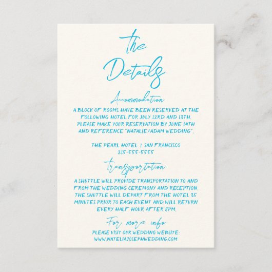 Retro Hand geschreven grillige chique bruiloft det Informatiekaartje (Voorkant)