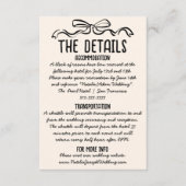 Retro Hand Geschreven Teken Bow Wedding Details Informatiekaartje (Voorkant)