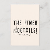 Retro Hand Geschreven Teken Bow Wedding Details Informatiekaartje (Achterkant)