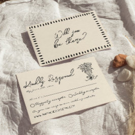 Retro Hand Geschreven Tekening Bold Eigenzinnige S RSVP Kaartje