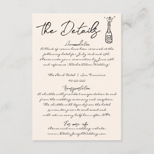 Retro Hand Geschreven Tekening Leuke Schattigee br Informatiekaartje (Voorkant)