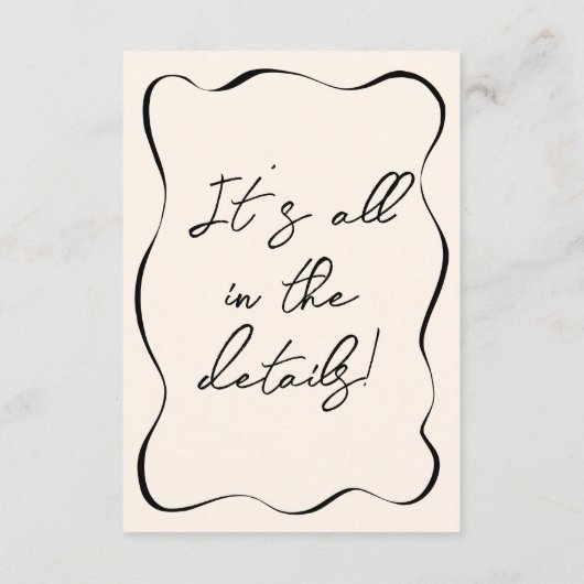 Retro Hand Geschreven Tekening Leuke Schattigee br Informatiekaartje (Achterkant)