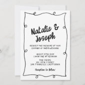 Retro Hand Geschreven Unieke Moderne Lijst Bruilof Kaart (Voorkant)