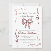 Retro Hand getekend Coquette Roze strik Baby showe Kaart (Voorkant)