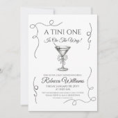 Retro Hand getekend een Tini One Martini Baby show Kaart (Voorkant)