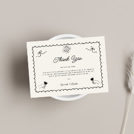 Retro Hand getekend Franse foto Horizontale bruilo Bedankkaart