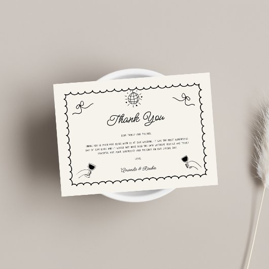 Retro Hand getekend Franse foto Horizontale bruilo Bedankkaart