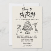 Retro hand getekend geschreven 30e grillige verjaa kaart (Voorkant)