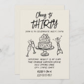 Retro hand getekend geschreven 30e grillige verjaa kaart (Voorkant / Achterkant)