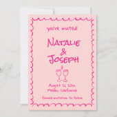 Retro Hand getekend geschreven eigenzinnige kleurr Save The Date (Voorkant)