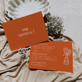 Retro Hand getekend Kleurrijke Bloemen Wedding Det Informatiekaartje