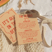 Retro Hand getekend Rood Eigenzinnig Unieke bruilo Informatiekaartje