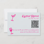 Retro Hand getekend Roze Funky QR Code Huwelijk RSVP Kaartje (Voorkant)