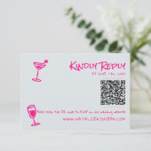 Retro Hand getekend Roze Funky QR Code Huwelijk RSVP Kaartje (Staand voorkant)