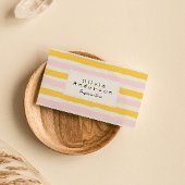 Retro Hand getekend Roze Gele Strepen Trendy Boho Visitekaartje