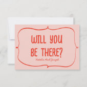 Retro Hand getekend Roze Rood Unieke eigenzinnige RSVP Kaartje (Achterkant)