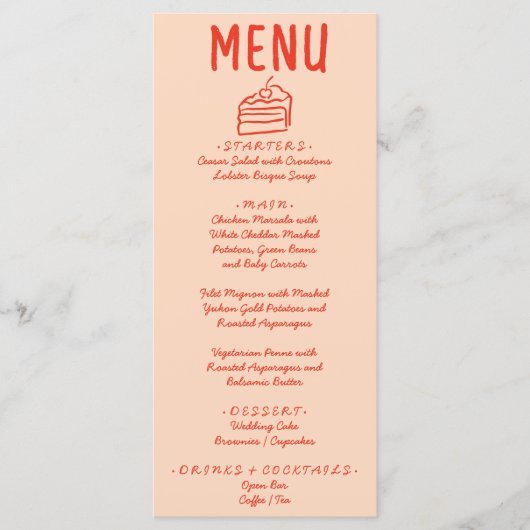 Retro Hand getekend Sinaasappel rood kleurrijke br Menu (Voorkant)