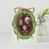 Retro Hand getekend Vrolijk Kerstfeest Familie Fot Kaart (Staand voorkant)