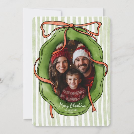 Retro Hand getekend Vrolijk Kerstfeest Familie Fot Kaart (Voorkant)