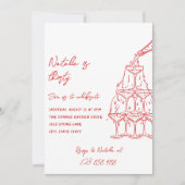 Retro Hand getekende champagnetoren Dertig Verjaar Kaart (Voorkant)