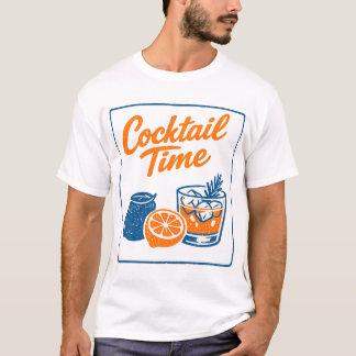 Retro Hand Getekende Cocktail Tijd Citroen Bar Kun T-shirt