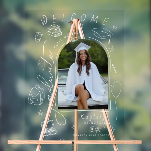 Retro Hand getekende foto Afstuderen Welkom Acryl Bord (Neutraal)