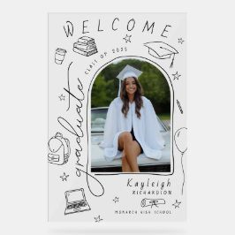 Retro Hand getekende foto Afstuderen Welkom Acryl Bord