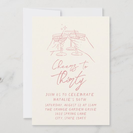 Retro hand getekende gejuich voor 30e verjaardag kaart (Voorkant)