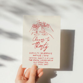 Retro hand getekende gejuich voor 30e verjaardag kaart