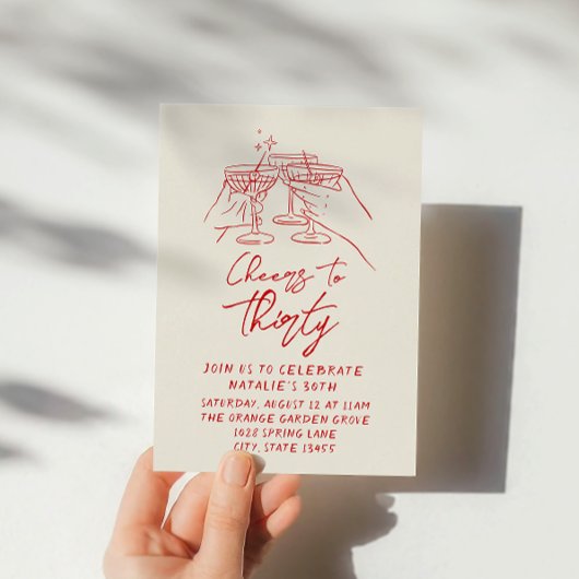 Retro hand getekende gejuich voor 30e verjaardag kaart