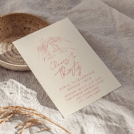 Retro hand getekende gejuich voor 30e verjaardag kaart