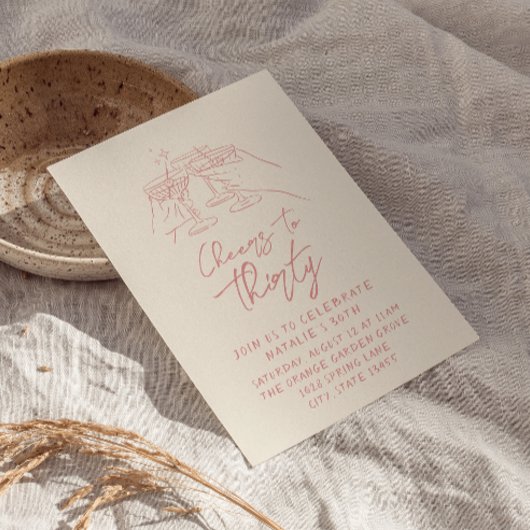 Retro hand getekende gejuich voor 30e verjaardag kaart