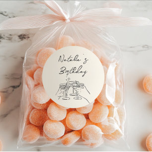 Retro Hand getekende Martini-bril Doddle Verjaarda Ronde Sticker