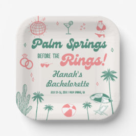 Retro Hand Getekende Palm Springs Bachelorette  Papieren Bordje
