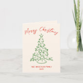 Retro Hand getekende Unieke Boom Kerst Feestdagen Kaart (Voorkant)