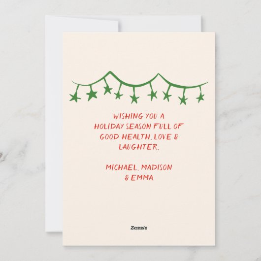 Retro Hand getekende Unieke Boom Kerst Feestdagenkaart (Achterkant)