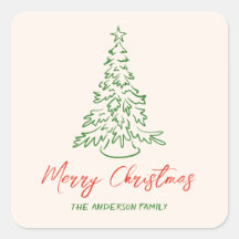 Retro  Hand getekende Unieke Boom Kerst