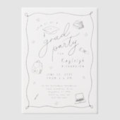 Retro Hand getrokken Afstudeerder Party Vellum Uit Vellum Uitnodigingen (Voorkant)