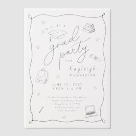 Retro Hand getrokken Afstudeerder Party Vellum Uit Vellum Uitnodigingen