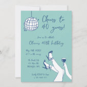 Retro hand getrokken BIrthday Party uitnodiging (Voorkant)