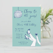 Retro hand getrokken BIrthday Party uitnodiging (Staand voorkant)