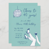 Retro hand getrokken BIrthday Party uitnodiging (Voorkant / Achterkant)