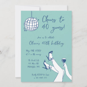 Retro hand getrokken BIrthday Party uitnodiging