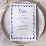 Retro Hand Getrokken Blauw Frans Huwelijk Menu<br><div class="desc">Handgeschreven Kaarten voor Franse weddenschappen Flat Menu Elegant Calligraphy Eat and Drink Wedding Menus | Eenvoudige kalligrafie Rustic Wedding Menus Wedding Menus,  Rustic Wedding Menu,  Floral Wedidng Menu,  Wedding Table Menu</div>
