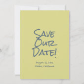 Retro Hand Getrokken Blauw Groen Funky Boho Weddin Save The Date (Achterkant)