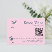 Retro Hand Getrokken Blush Roze Funky QR Code Huwe RSVP Kaartje (Staand voorkant)