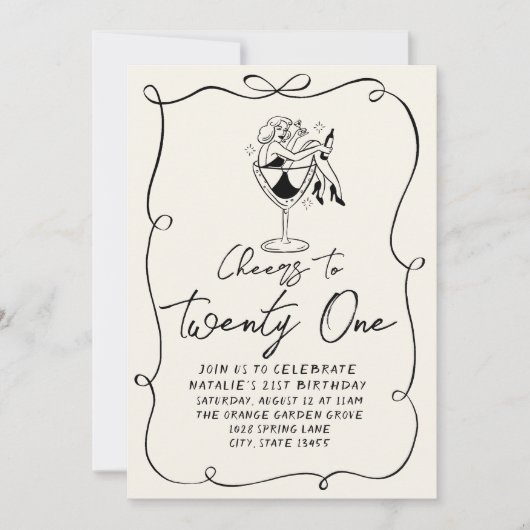 Retro Hand getrokken boog 21e foto verjaardagsfees Kaart (Voorkant)