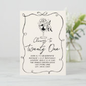 Retro Hand getrokken boog 21e foto verjaardagsfees Kaart (Staand voorkant)